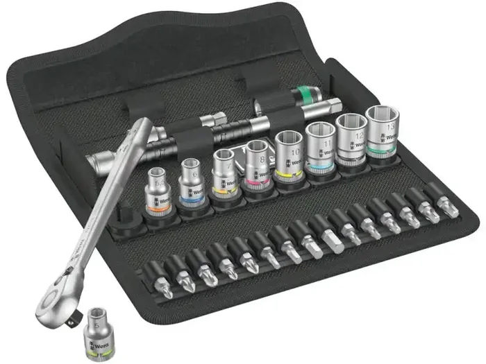 8100 SA 8 Zyklop Metal ratchet set, changeover lever, 1/4″ drive, metric, 28 pieces