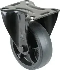 Bs Rollen Bockrolle D.100mm Trgf.110kg Gum.Platte L104xB80mm Farbe Rl.schwarz