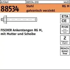 Fischer Ankerstange R 88534 m.Mutter/Scheibe RG M 24 x 600 Stahl galv.verz. 5 Stück