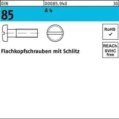 Flachkopfschraube DIN 85/ISO 1580 Schlitz M2x 30 A 4 1000 Stück