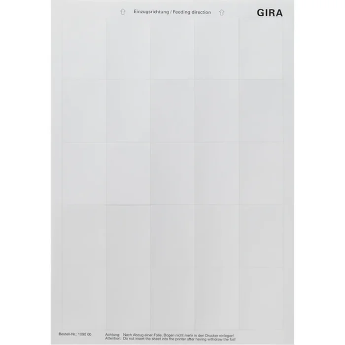 Gira Beschriftungsbogen 109000