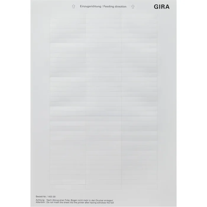 Gira Beschriftungsbögen 145500