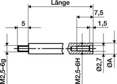 KÄfer Verlängerungsstück L.100mm Messbolzen-D.4mm z.Messuhren
