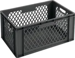 La-ka-pe Transportbehälter L600xB400xH320mm grau PP Durchfassgr.Seitenwände durchbrochen