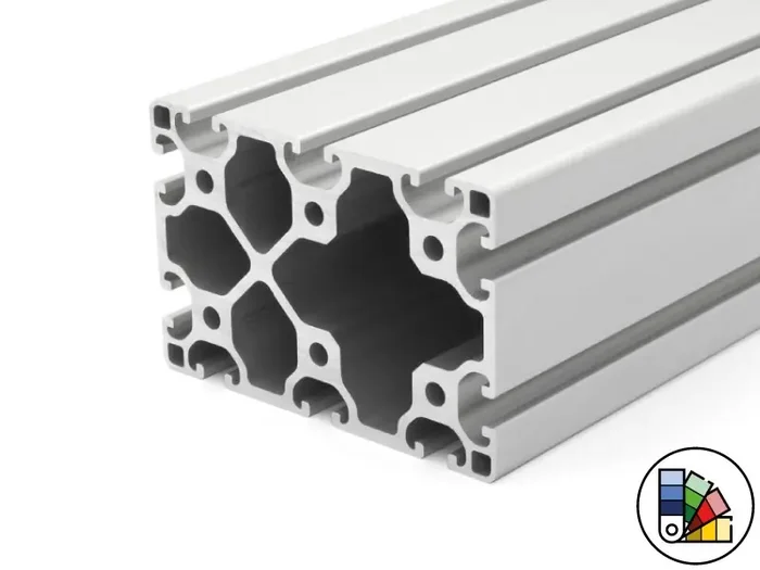 Profilo in alluminio 80x120L tipo I gola 8 (chiaro) – lunghezza barra 3 metri – verniciatura a polvere disponibile in vari colori