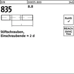 Stiftschraube DIN 835 M10x 55 8.8 Einschraubende=2d 50 Stück