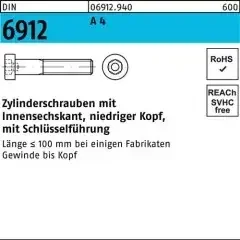 Zylinderschraube DIN 6912 Innen-6kt M10x 20 A 4 100 Stück